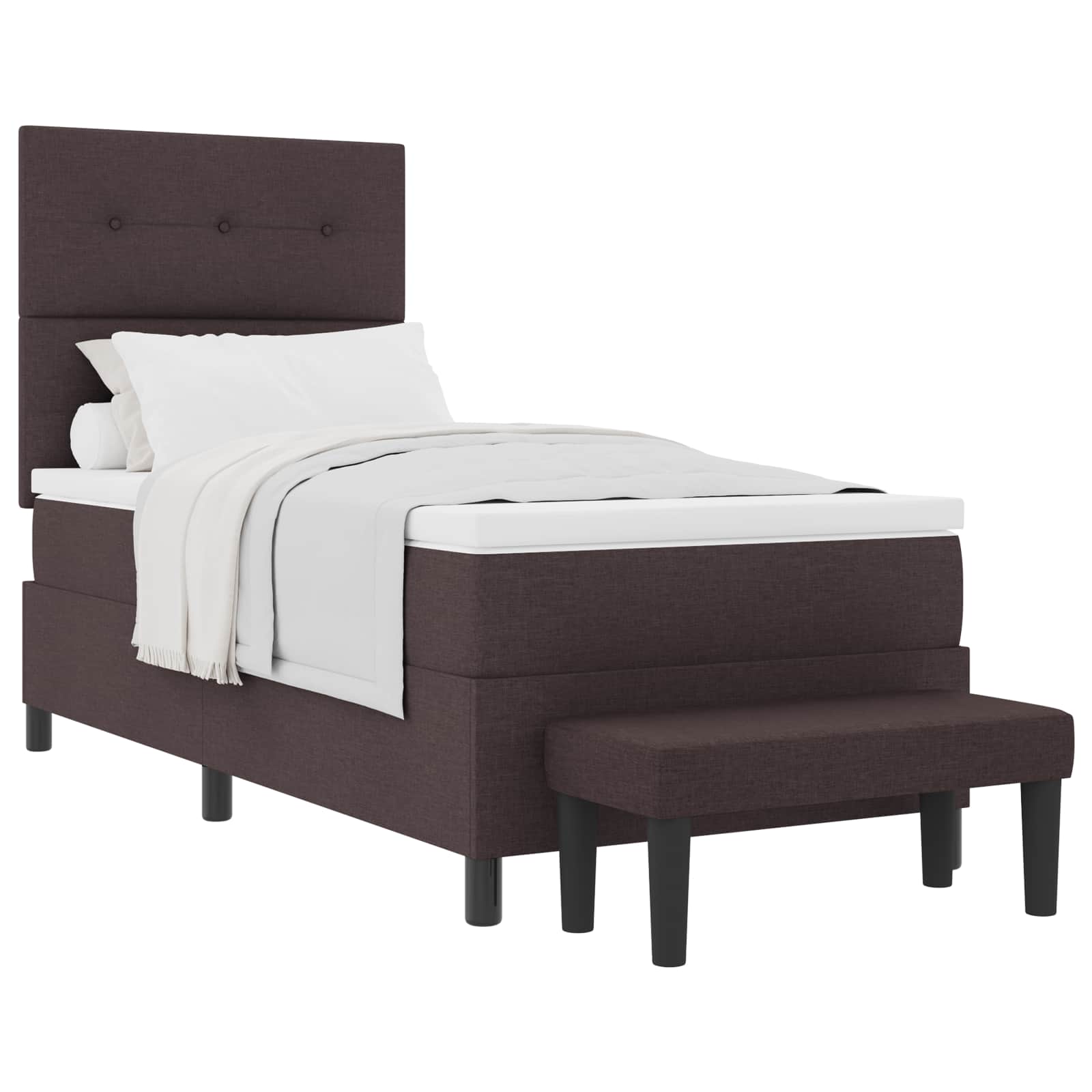 Lit à ressorts avec tête de lit Marron foncé 100 x 200 cm tissu