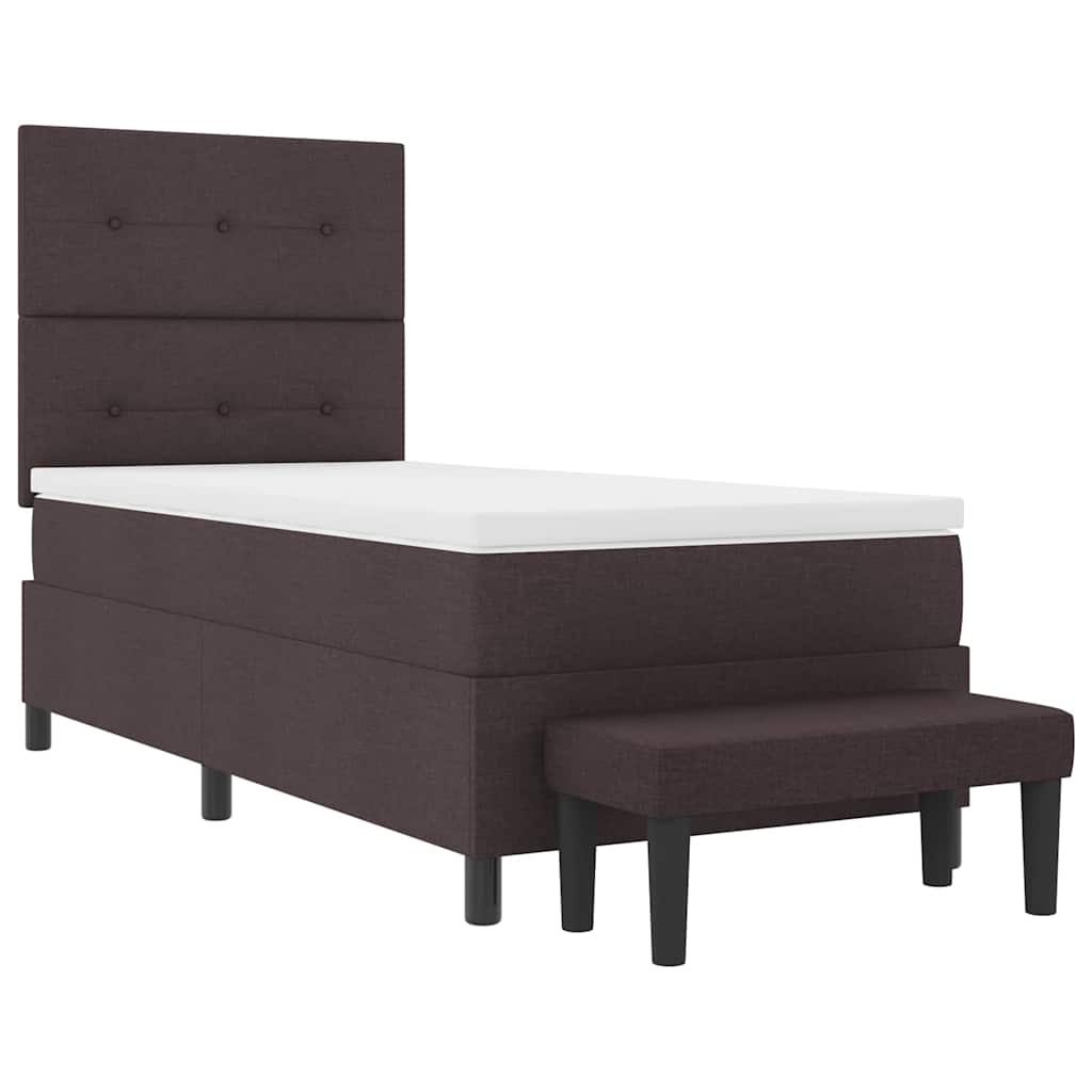 Lit à ressorts avec tête de lit Marron foncé 100 x 200 cm tissu