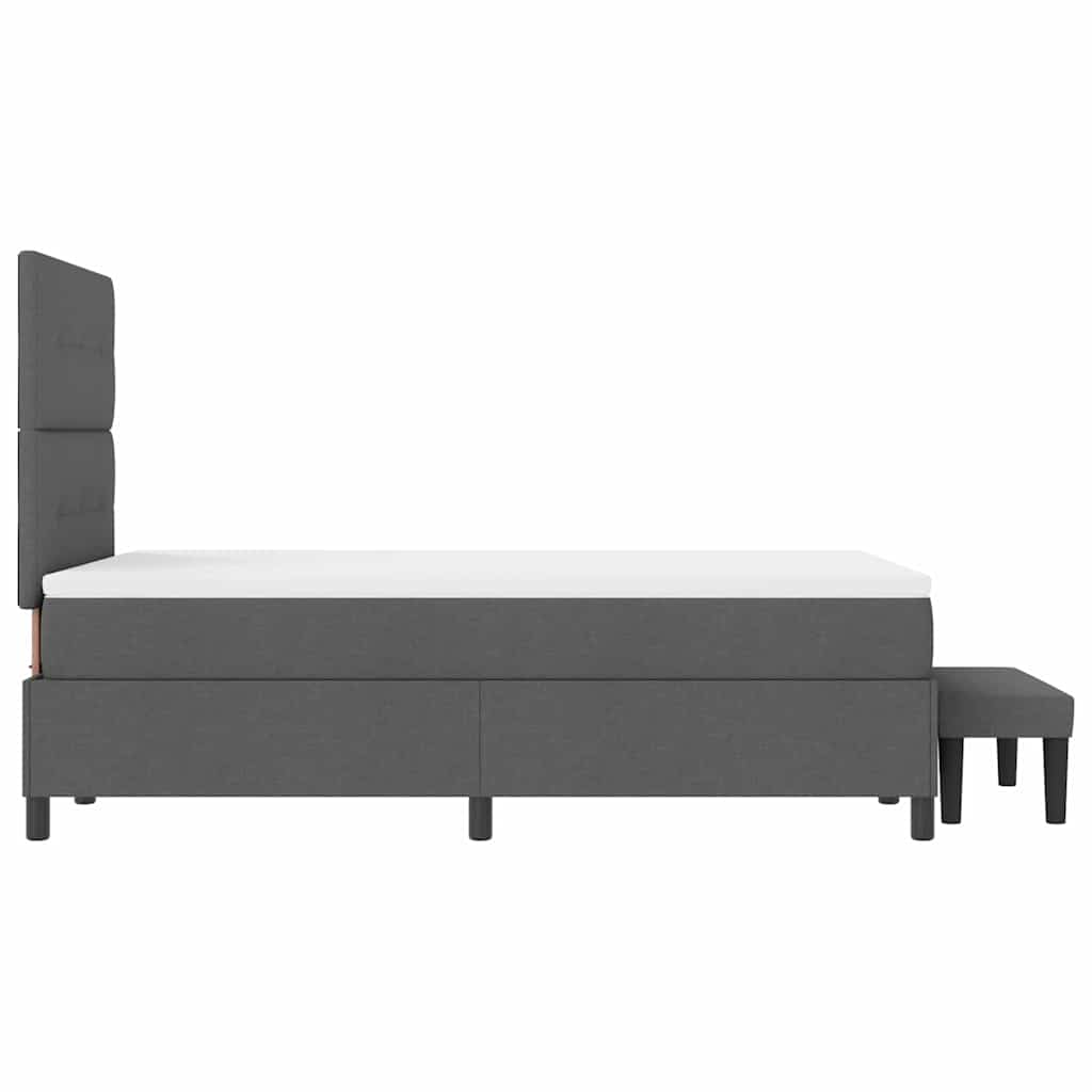 Lit à ressorts avec tête de lit Gris foncé 120 x 190 cm tissu