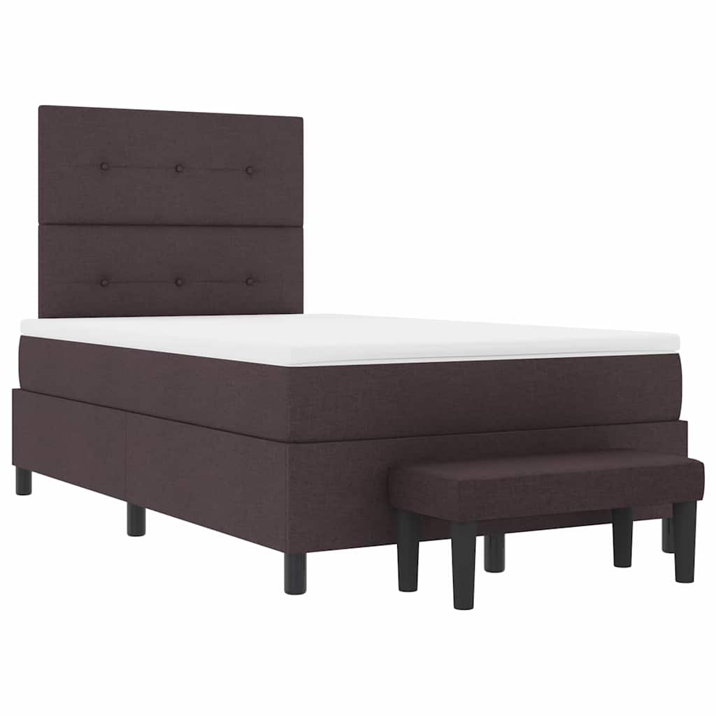 Lit à ressorts avec coussin Marron foncé 120 x 190 cm tissu