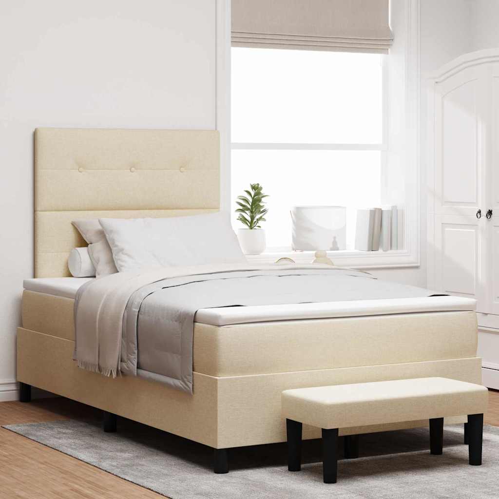 Lit à ressorts avec matelas Crème 120 x 190 cm tissu - XIOS