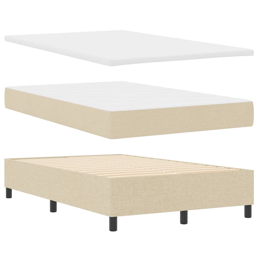 Lit à ressorts avec matelas Crème 120 x 190 cm tissu - XIOS
