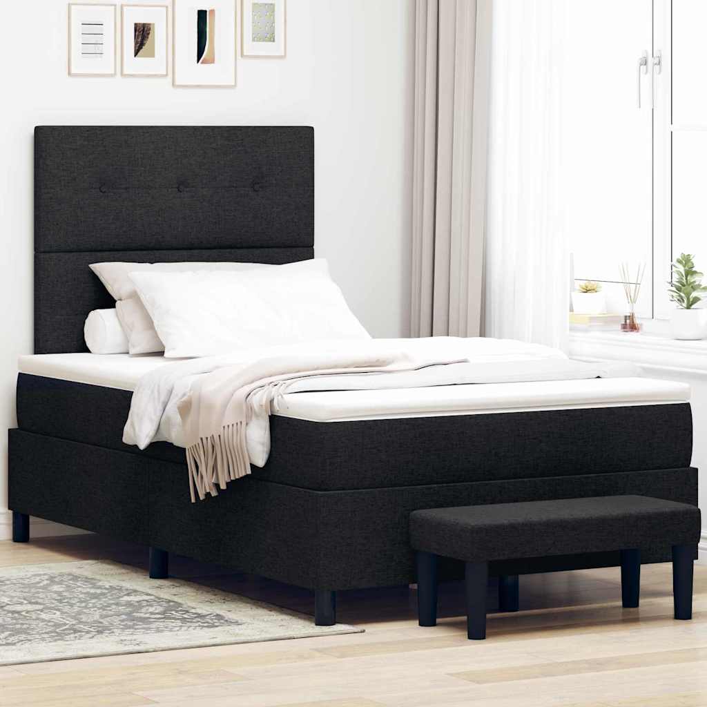 Lit à ressorts avec coussin Noir 120 x 200 cm tissu - XIOS