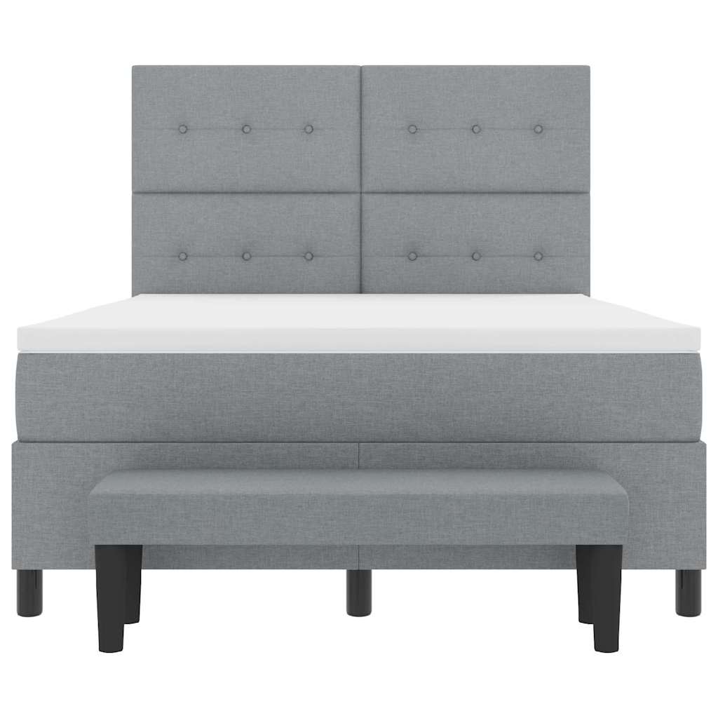 Lit à ressorts avec tête de lit Gris clair 140 x 190 cm tissu