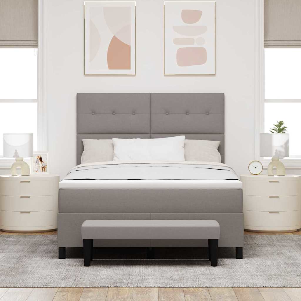 Lit à ressorts avec tête de lit Taupe 140 x 190 cm tissu