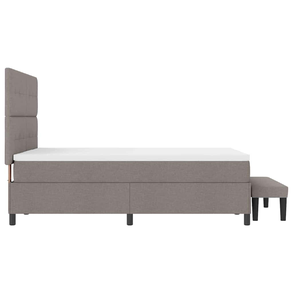 Lit à ressorts avec tête de lit Taupe 140 x 190 cm tissu