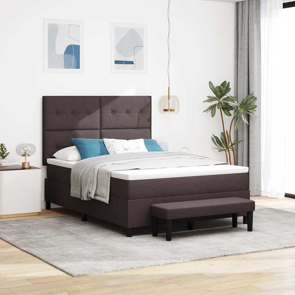 Lit à ressorts avec matelas Marron foncé 140 x 200 cm tissu - XIOS