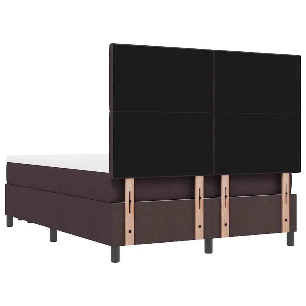 Lit à ressorts avec tête de lit Marron foncé 140 x 200 cm tissu - XIOS