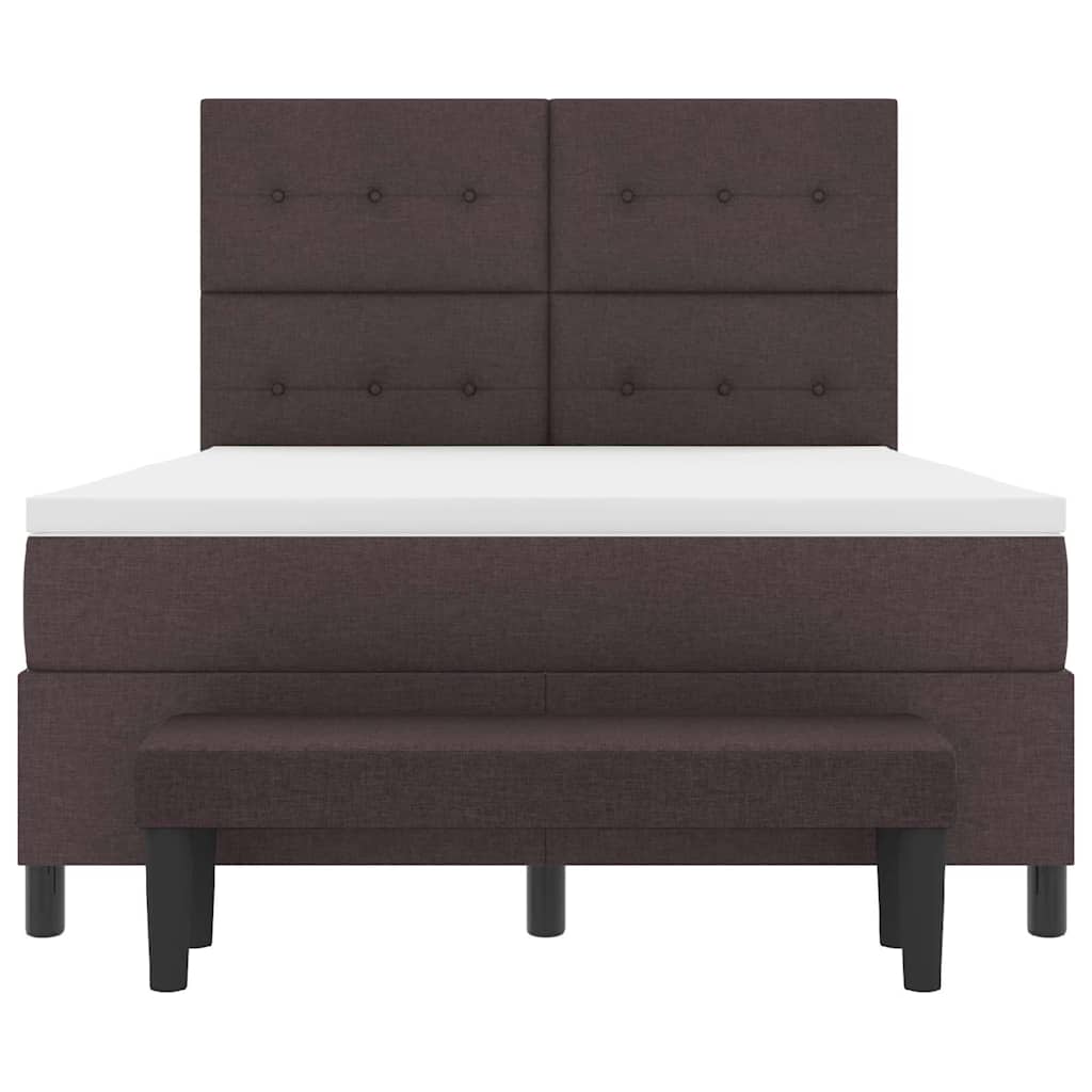 Lit à ressorts avec matelas Marron foncé 140 x 200 cm tissu - XIOS