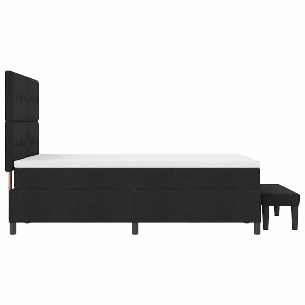 Lit à ressorts avec tête de lit Noir 160 x 200 cm tissu