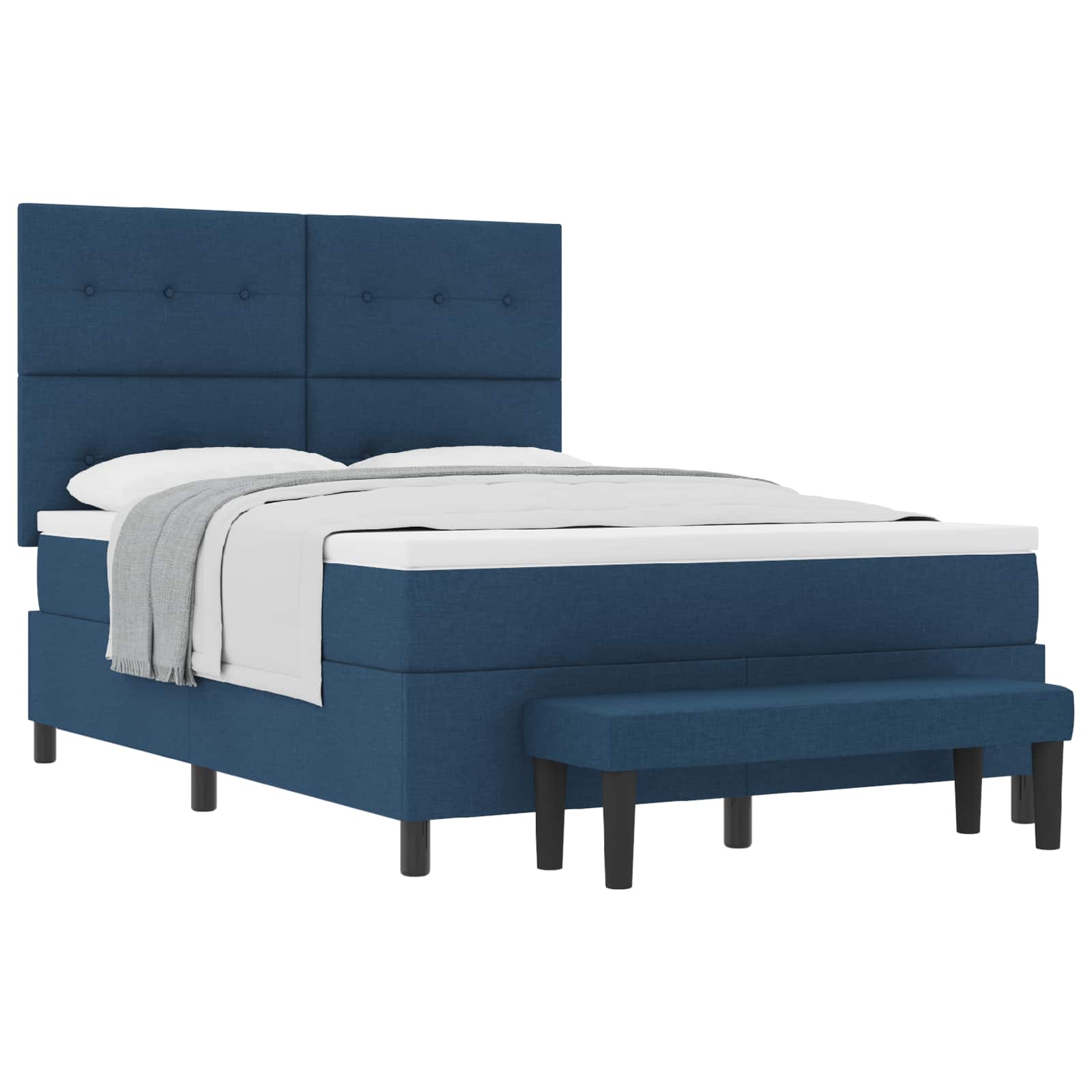 Lit à ressorts avec matelas Bleu 160 x 200 cm tissu - XIOS
