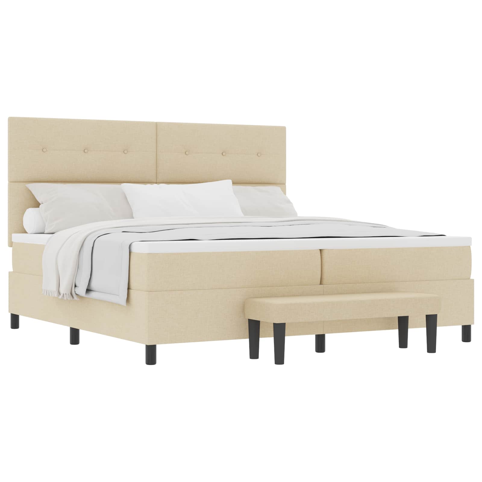 Lit à ressorts avec matelas Crème 200 x 200 cm tissu - XIOS