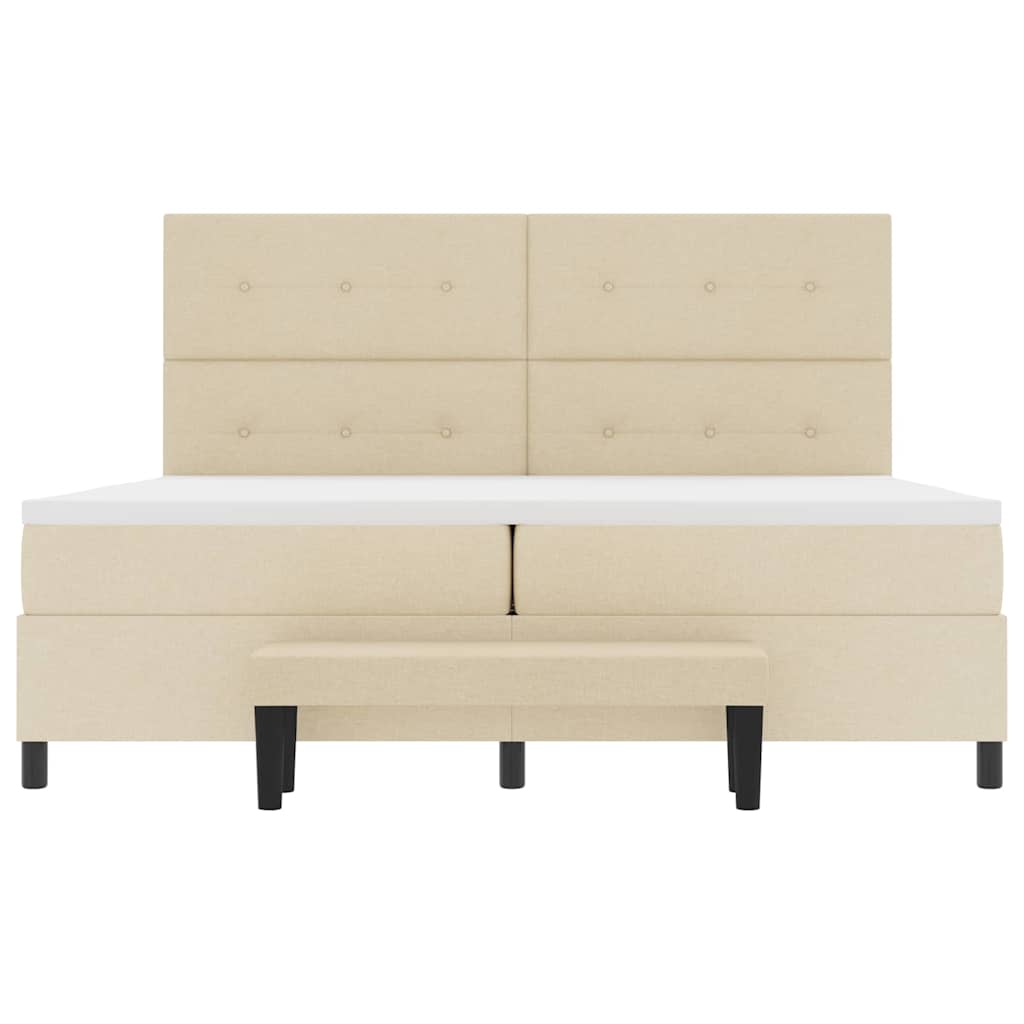 Lit à ressorts avec matelas Crème 200 x 200 cm tissu - XIOS