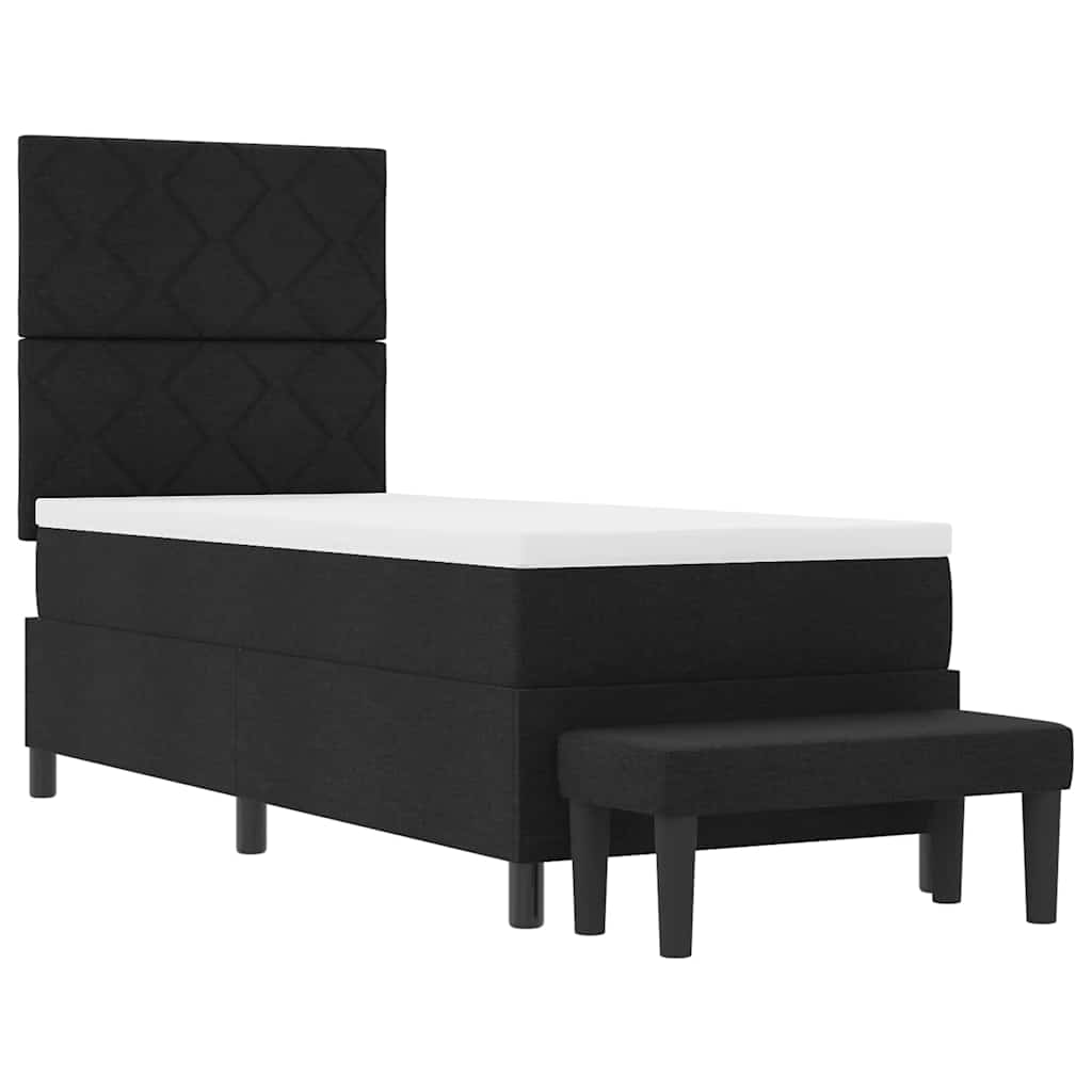 Lit à ressorts avec tête de lit Noir 80 x 200 cm tissu