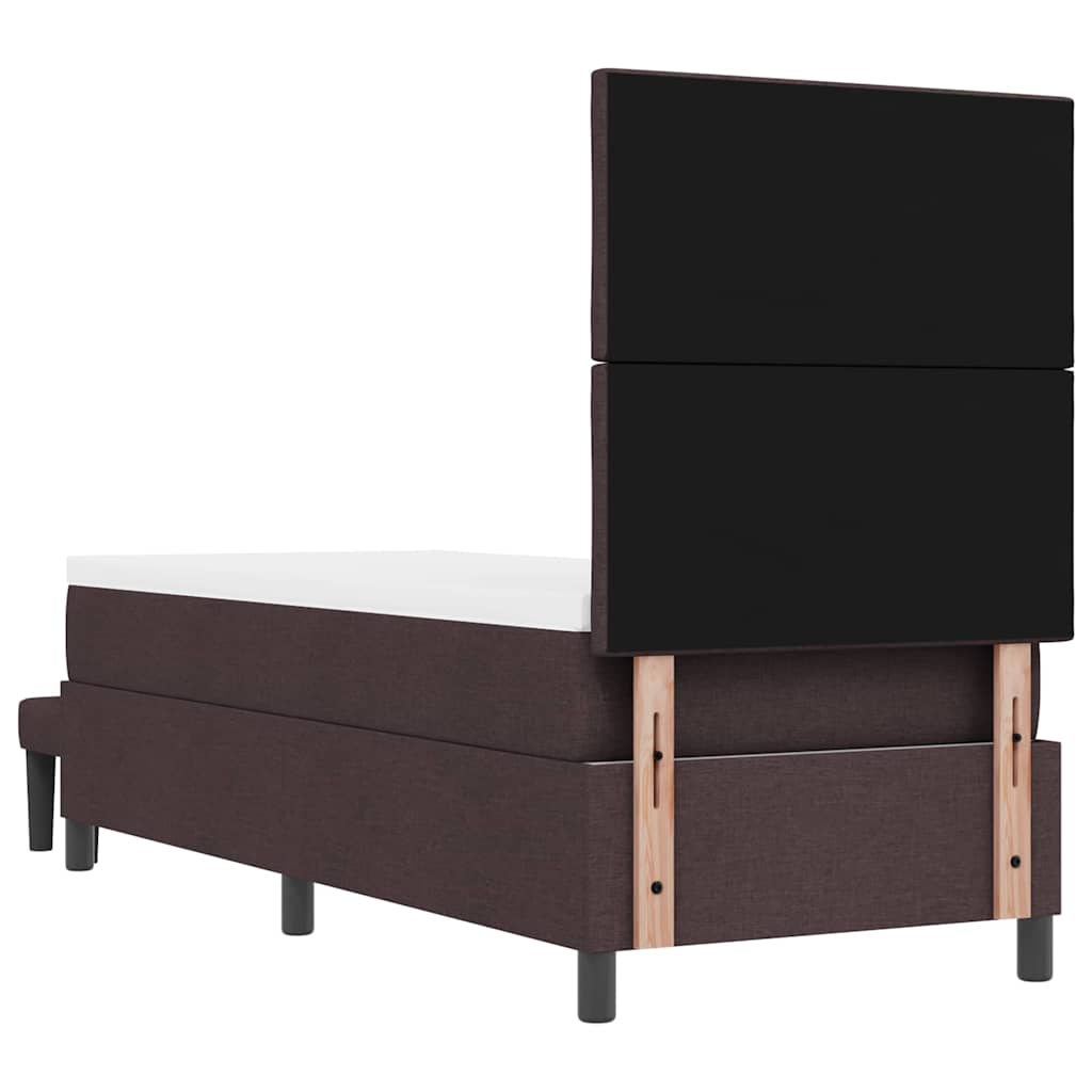 Lit à ressorts avec tête de lit Marron foncé 80 x 200 cm tissu