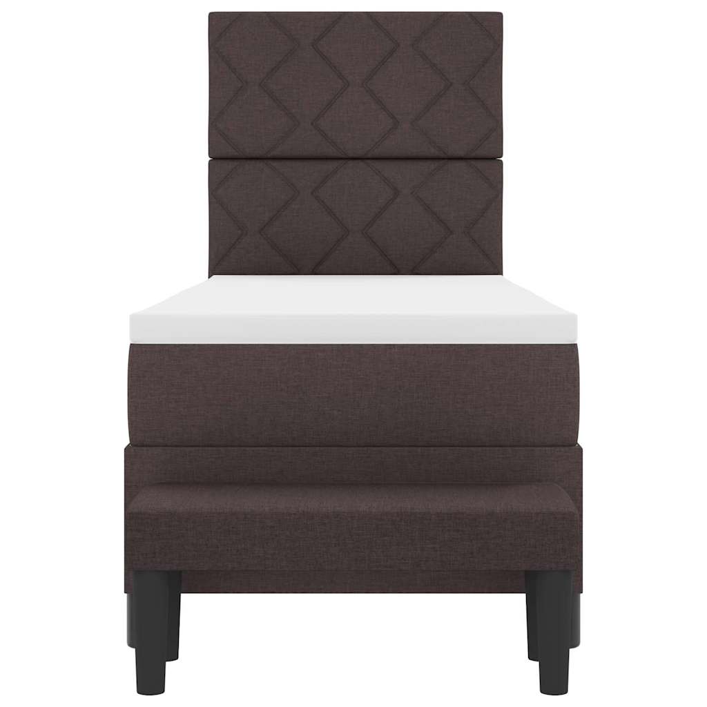 Lit à ressorts avec tête de lit Marron foncé 80 x 200 cm tissu