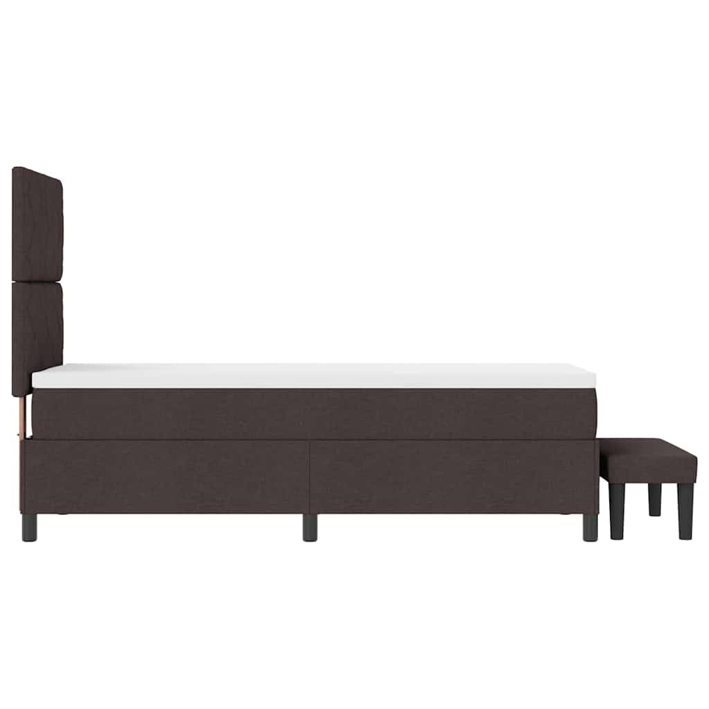 Lit à ressorts avec tête de lit Marron foncé 80 x 200 cm tissu