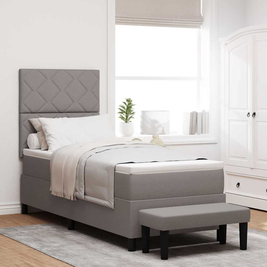 Lit à ressorts avec tête de lit Taupe 80 x 200 cm tissu