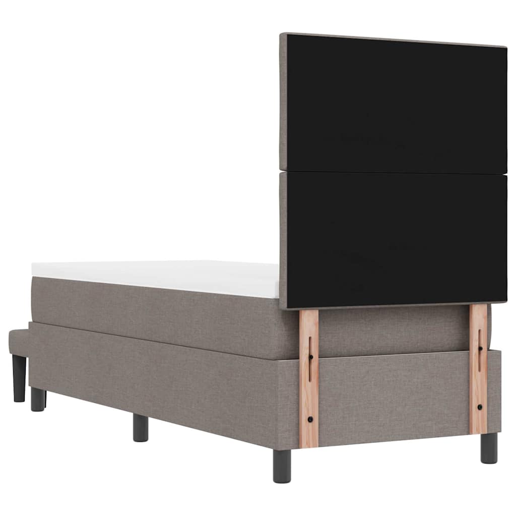 Lit à ressorts avec tête de lit Taupe 80 x 200 cm tissu