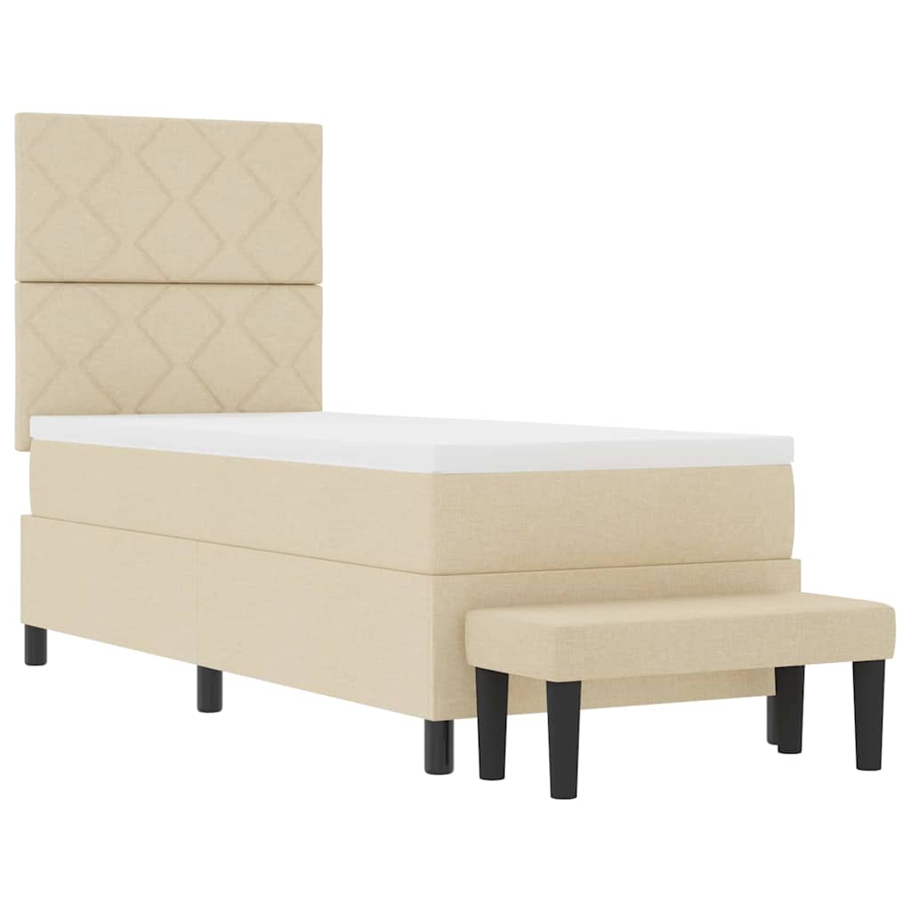 Lit à ressorts avec tête de lit Crème 80 x 200 cm tissu