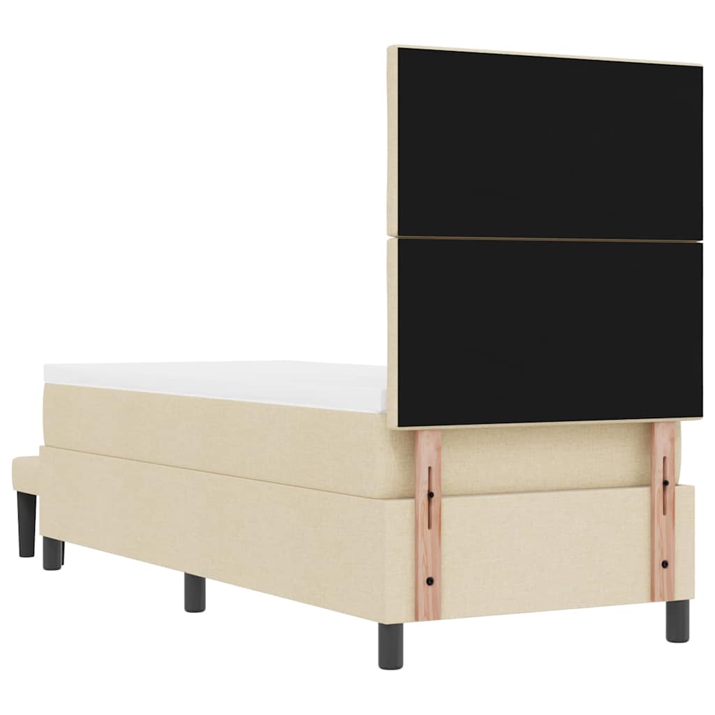 Lit à ressorts avec tête de lit Crème 80 x 200 cm tissu