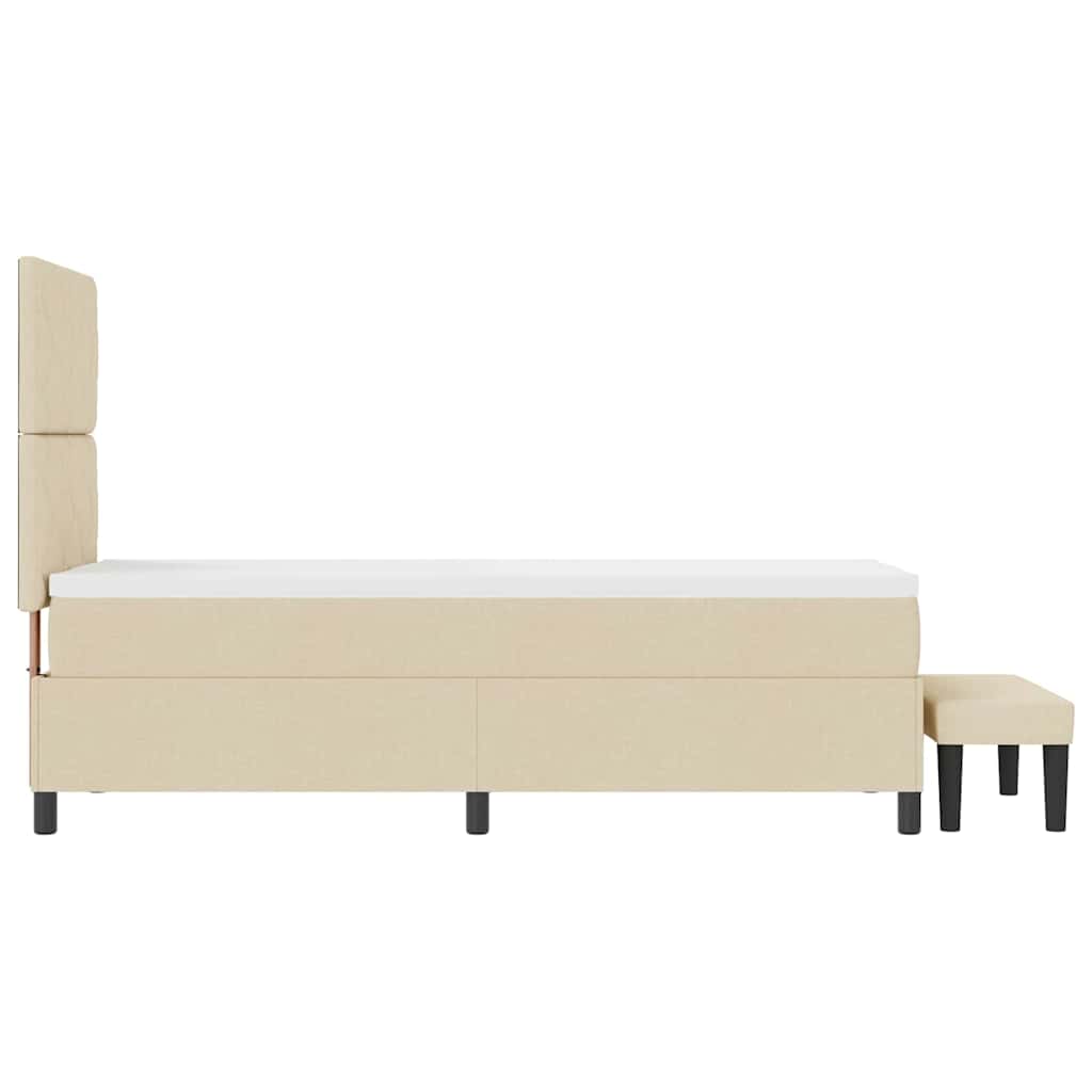 Lit à ressorts avec tête de lit Crème 80 x 200 cm tissu