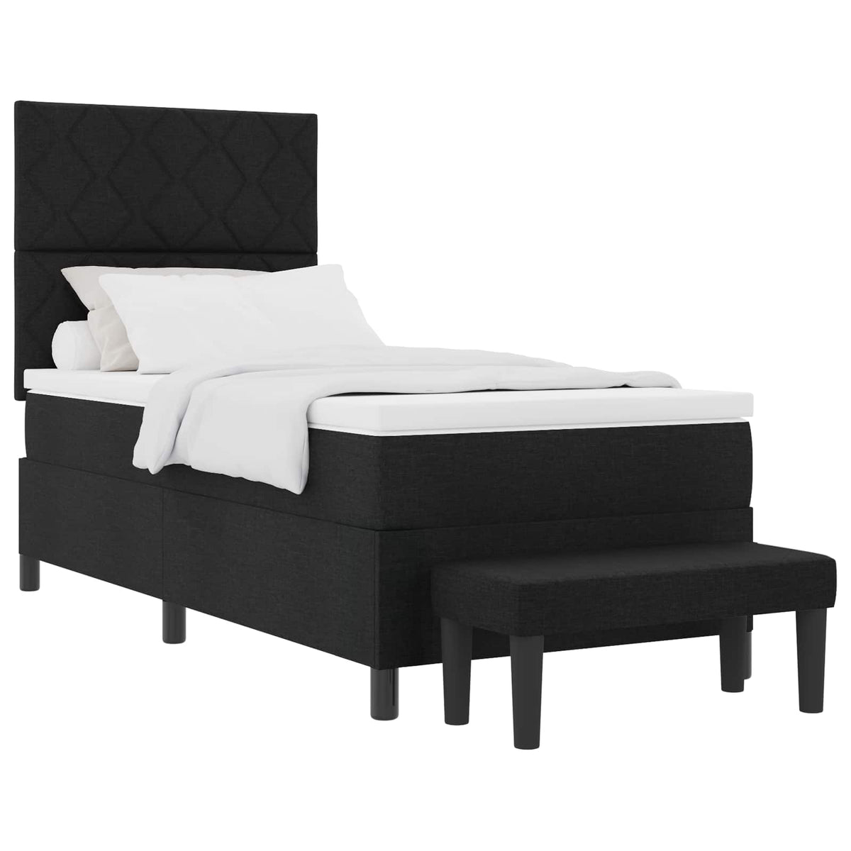 Lit à ressorts avec tête de lit Noir 90 x 190 cm tissu - XIOS
