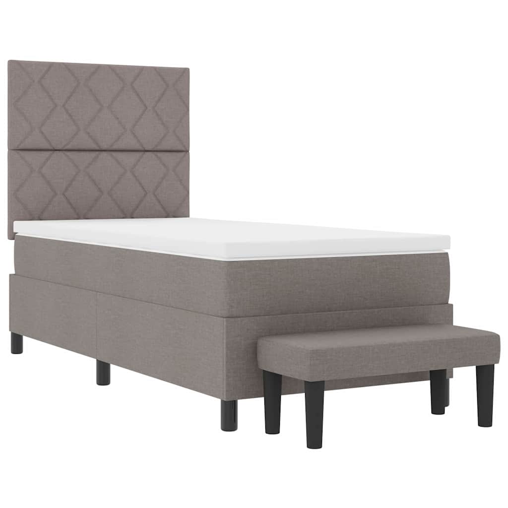 Lit à ressorts avec coussin Taupe 90 x 190 cm tissu