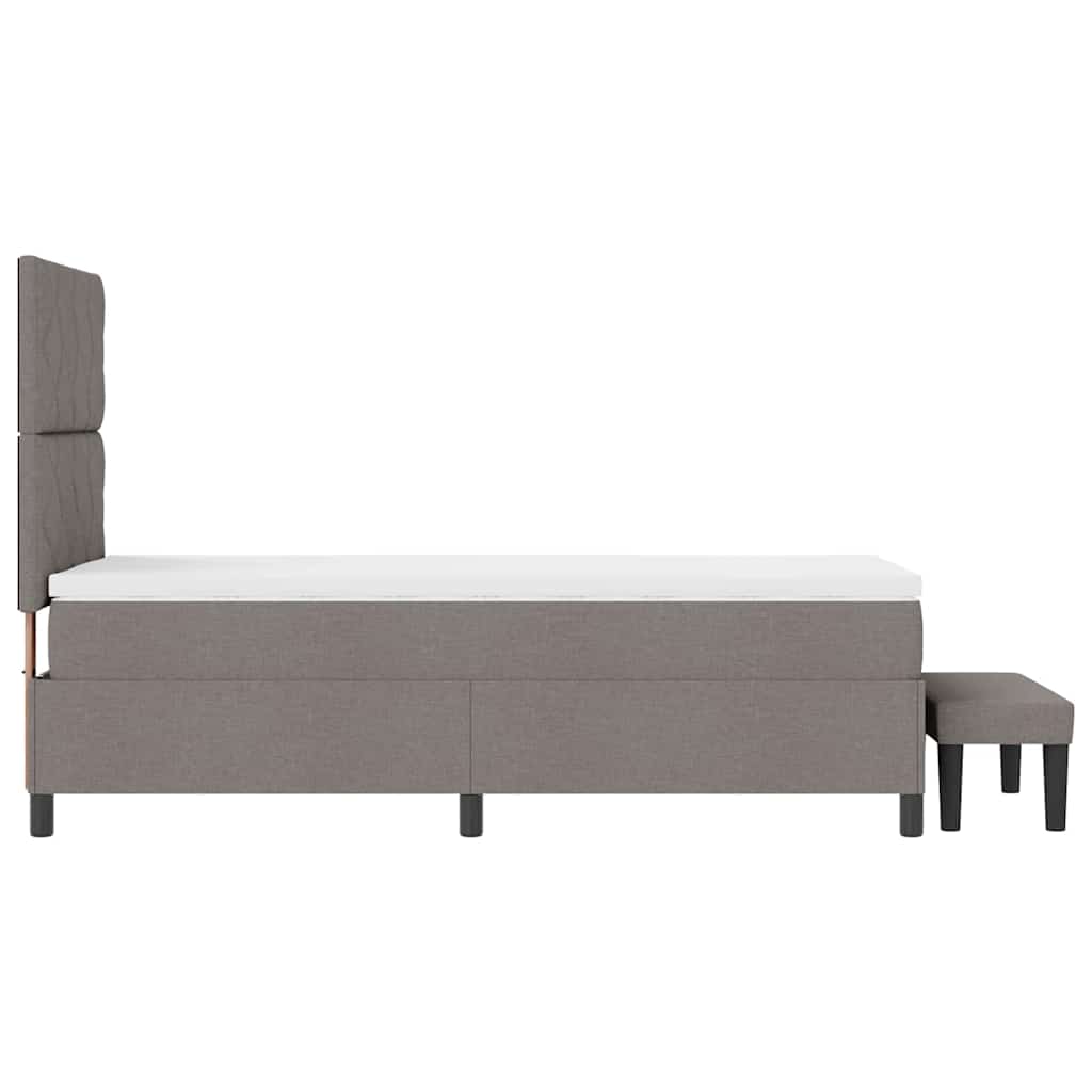 Lit à ressorts avec tête de lit Taupe 90 x 200 cm tissu