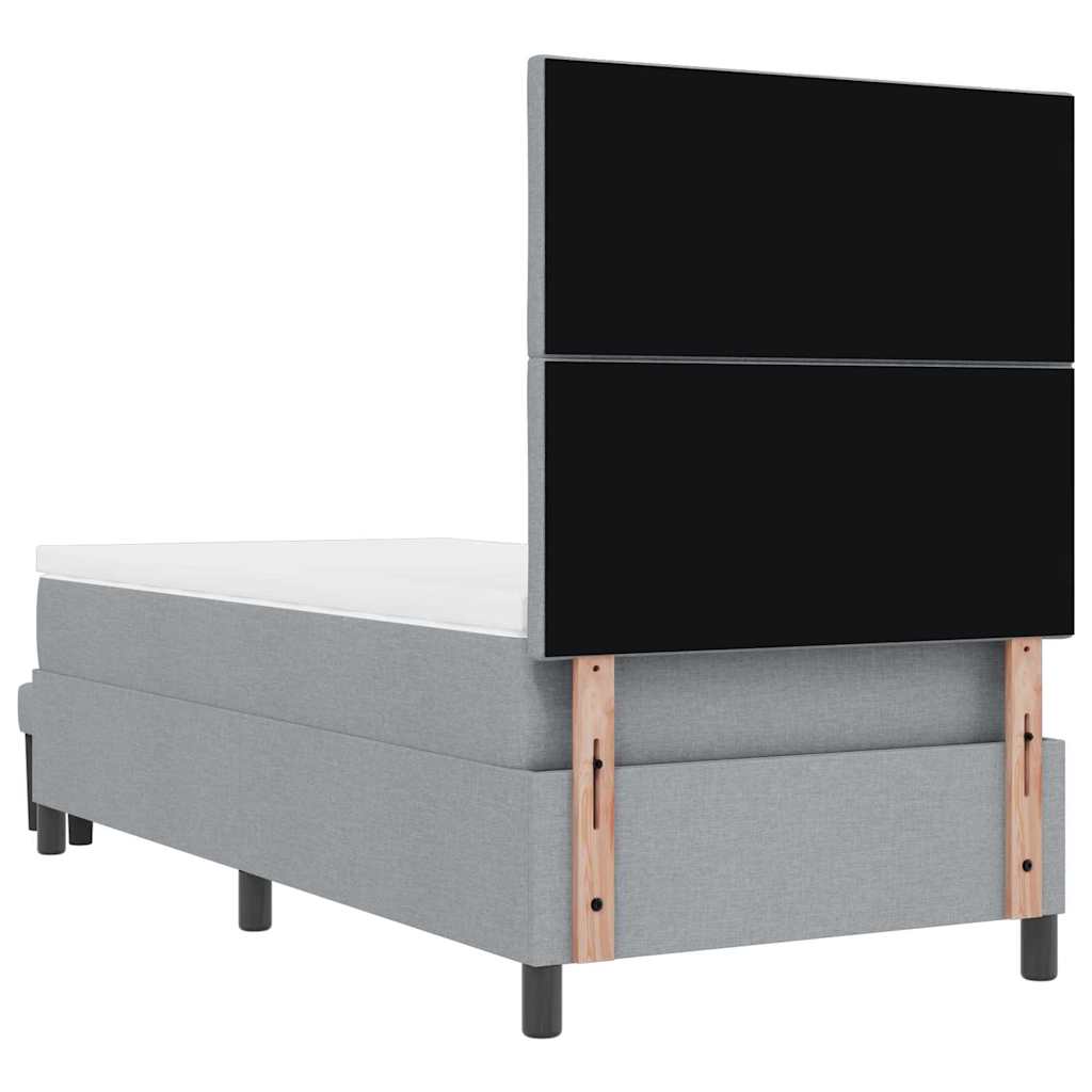 Lit à ressorts avec tête de lit Gris clair 100 x 200 cm tissu - XIOS
