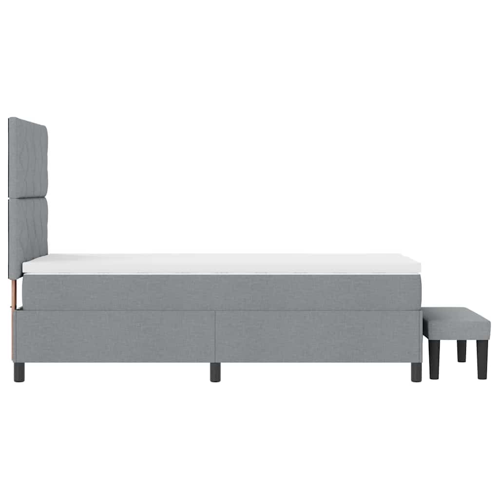 Lit à ressorts avec tête de lit Gris clair 100 x 200 cm tissu - XIOS