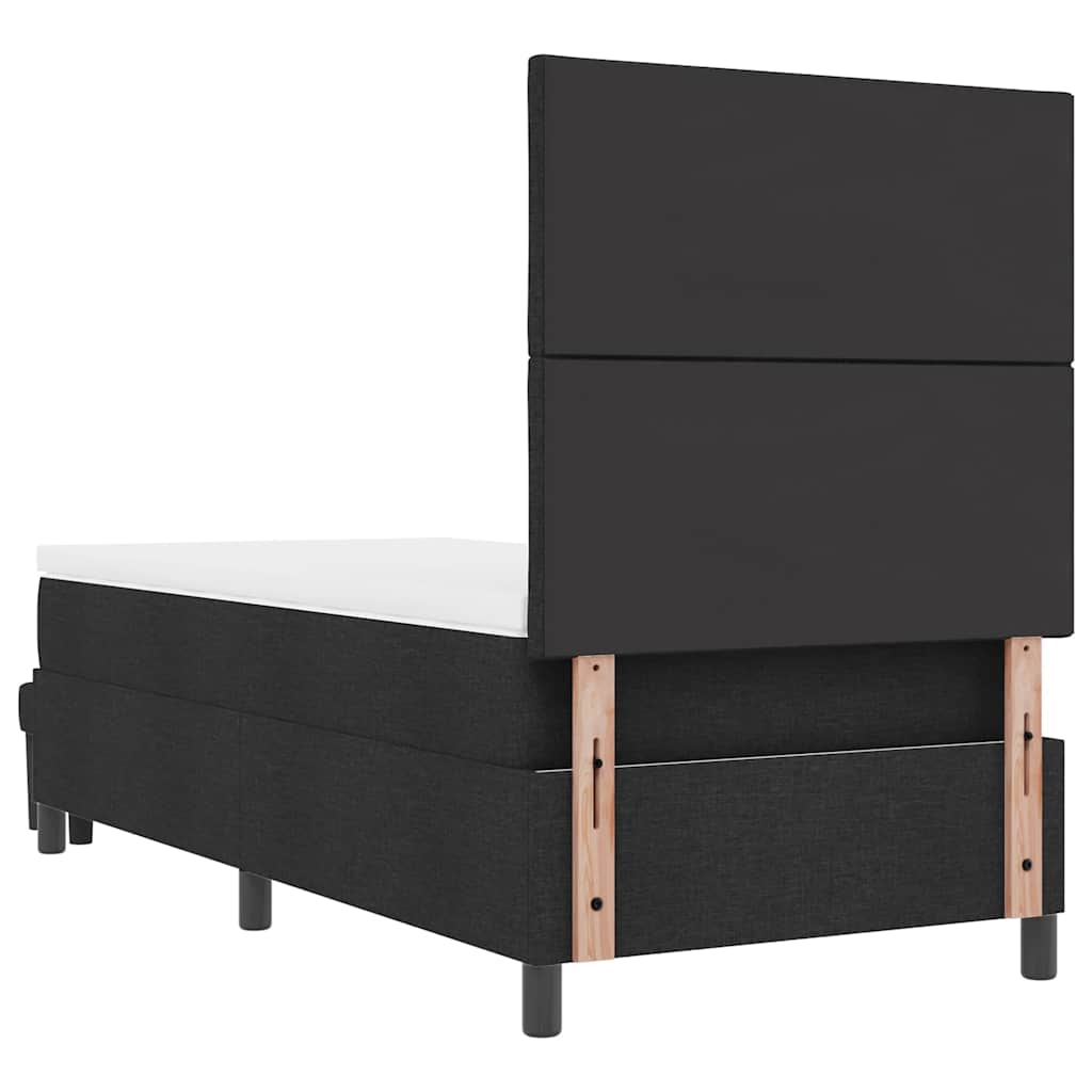 Lit à ressorts avec tête de lit Noir 100 x 200 cm tissu - XIOS