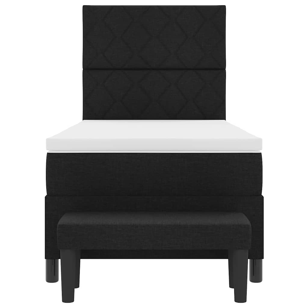 Lit à ressorts avec tête de lit Noir 100 x 200 cm tissu - XIOS