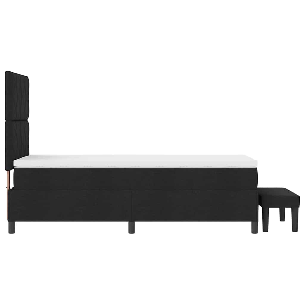 Lit à ressorts avec tête de lit Noir 100 x 200 cm tissu - XIOS
