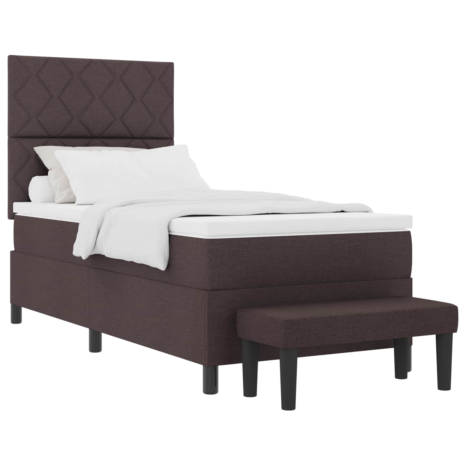 Lit à ressorts avec tête de lit Marron foncé 100 x 200 cm tissu - XIOS