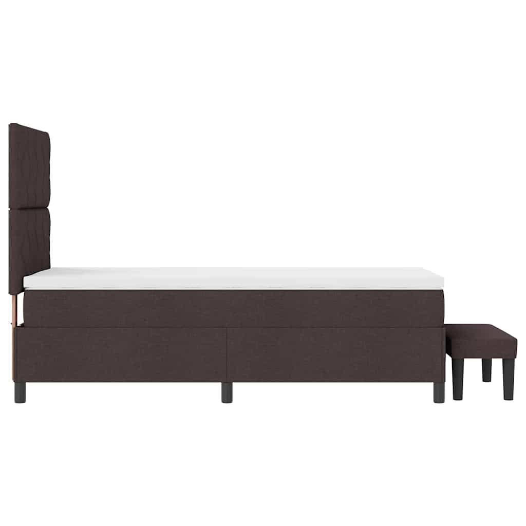 Lit à ressorts avec tête de lit Marron foncé 100 x 200 cm tissu