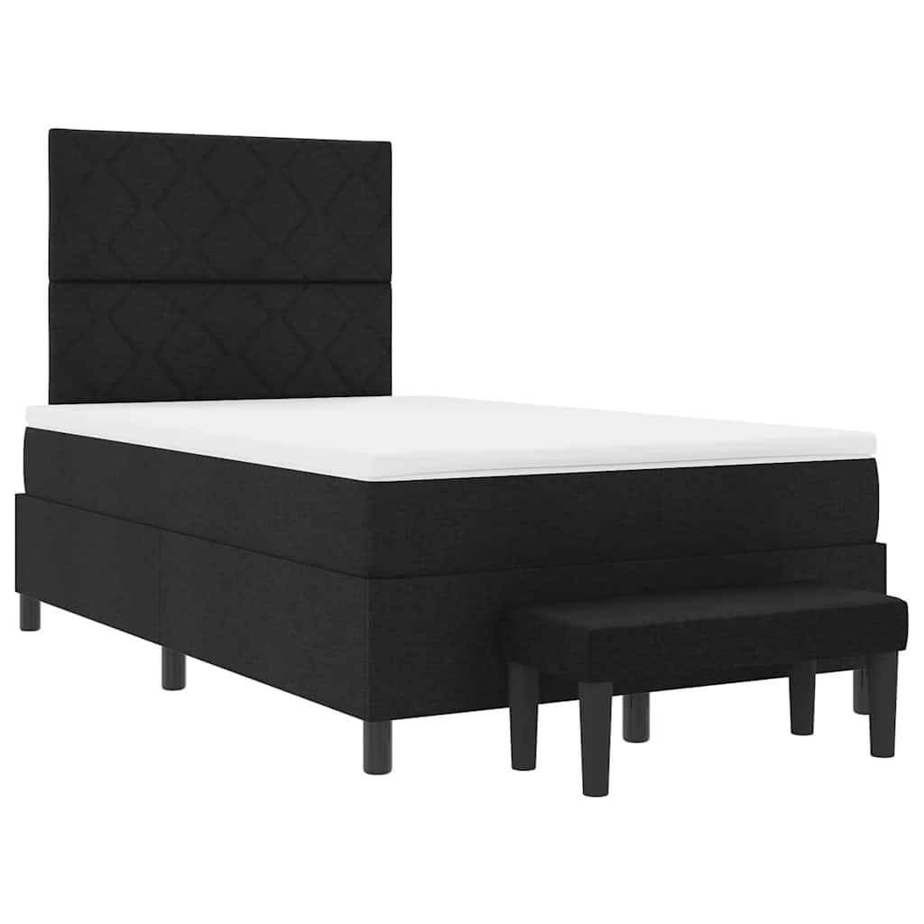 Lit à ressorts avec tête de lit Noir 120 x 190 cm tissu - XIOS
