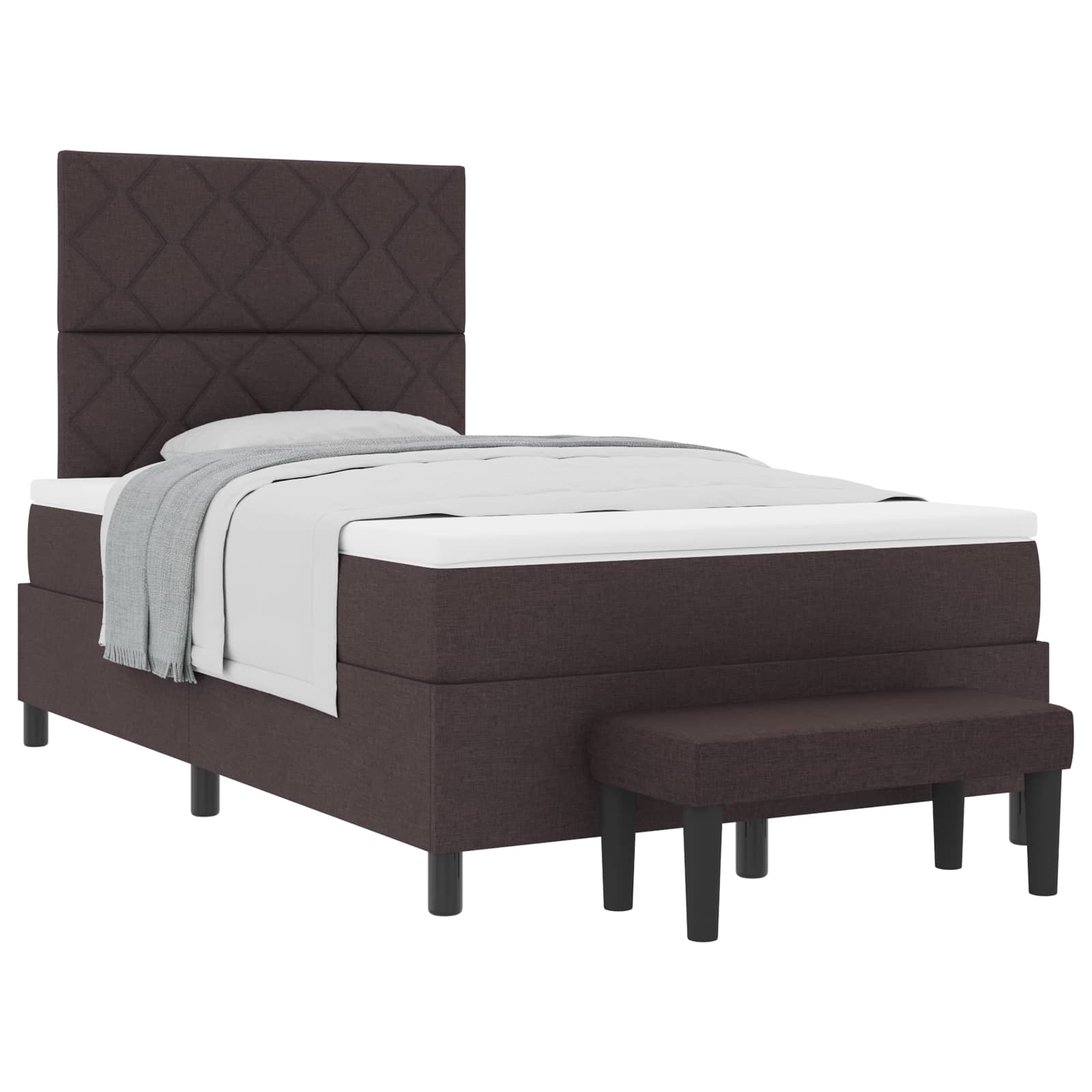Lit à ressorts avec tête de lit Marron foncé 120 x 190 cm tissu - XIOS
