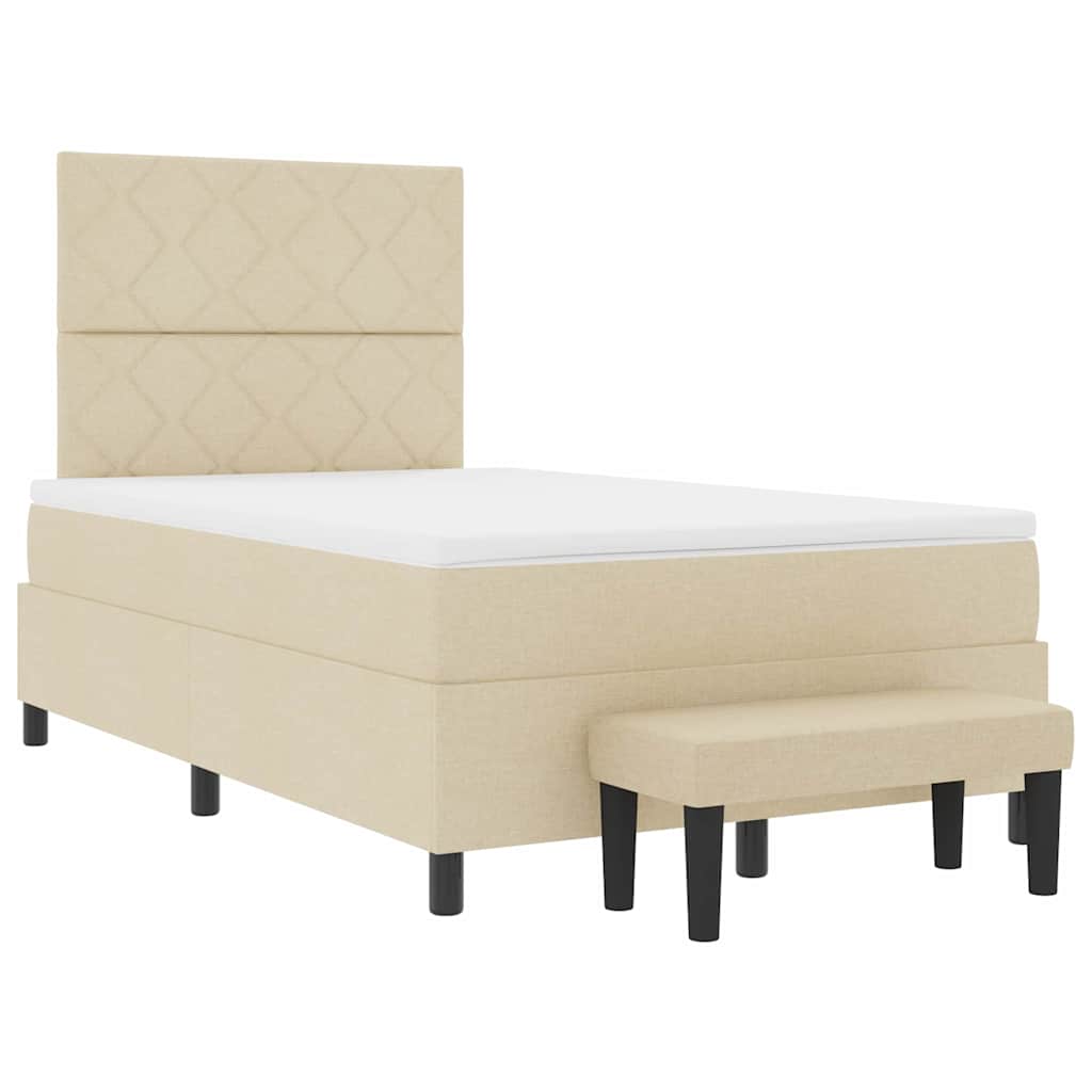 Lit à ressorts avec tête de lit Crème 120 x 190 cm tissu - XIOS