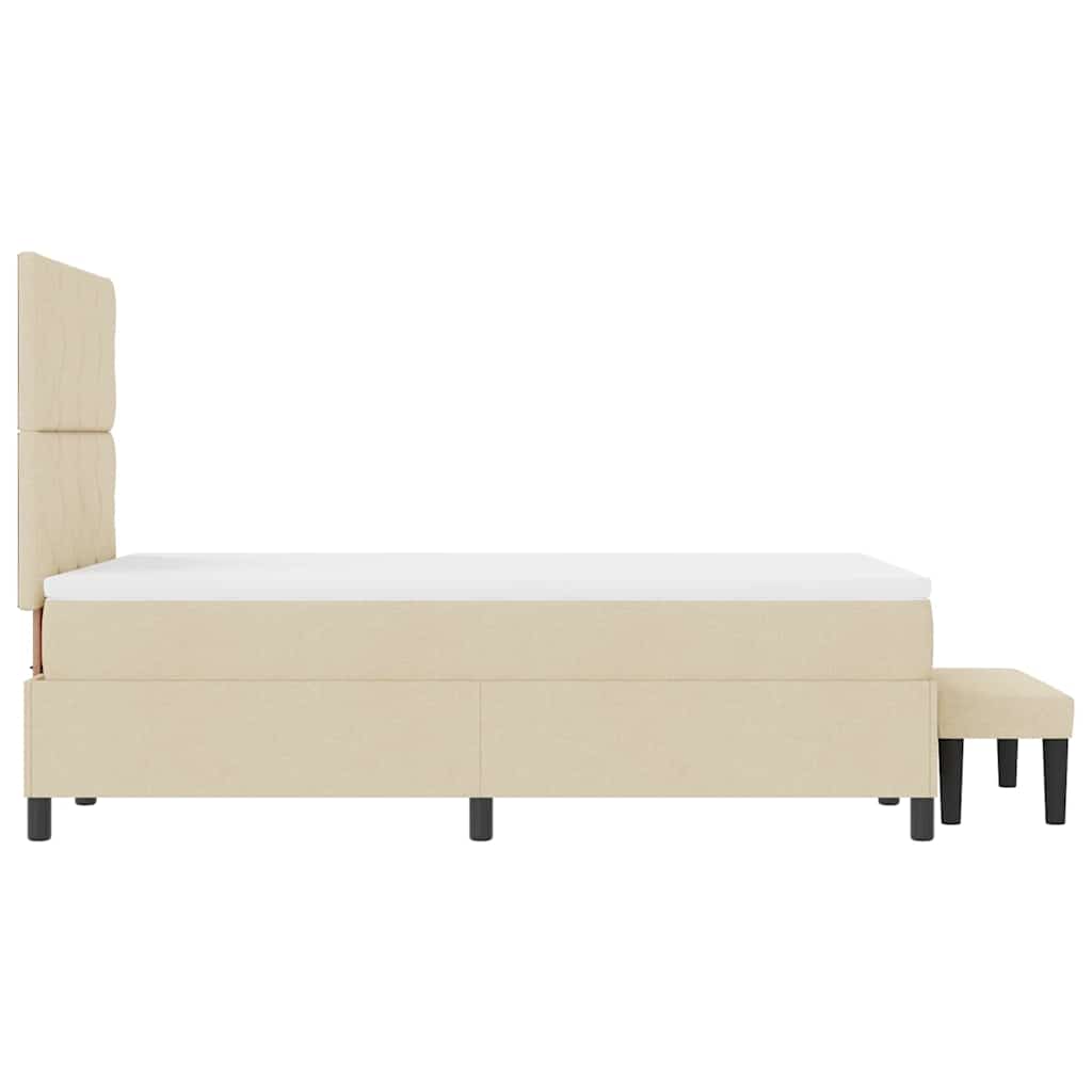 Lit à ressorts avec tête de lit Crème 120 x 190 cm tissu - XIOS