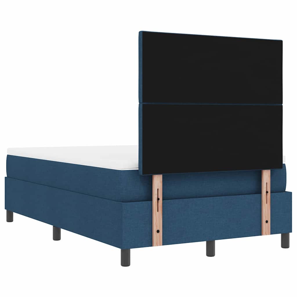 Lit à ressorts avec tête de lit Bleu 120 x 200 cm tissu