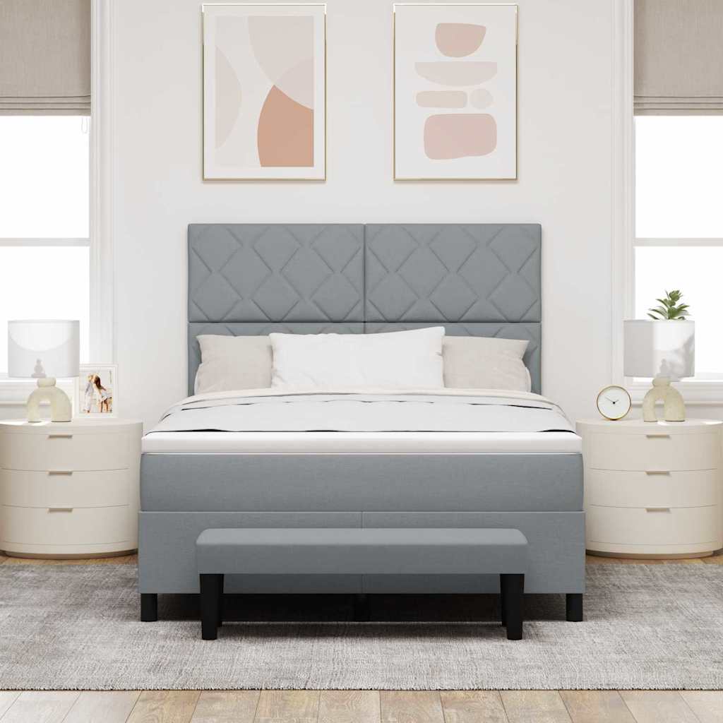 Lit à ressorts avec tête de lit Gris clair 140 x 200 cm tissu
