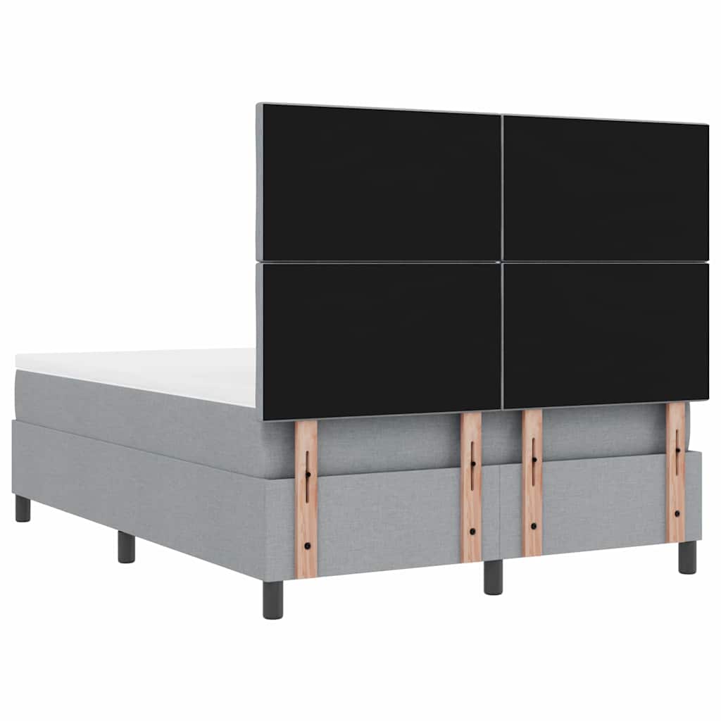Lit à ressorts avec tête de lit Gris clair 140 x 200 cm tissu