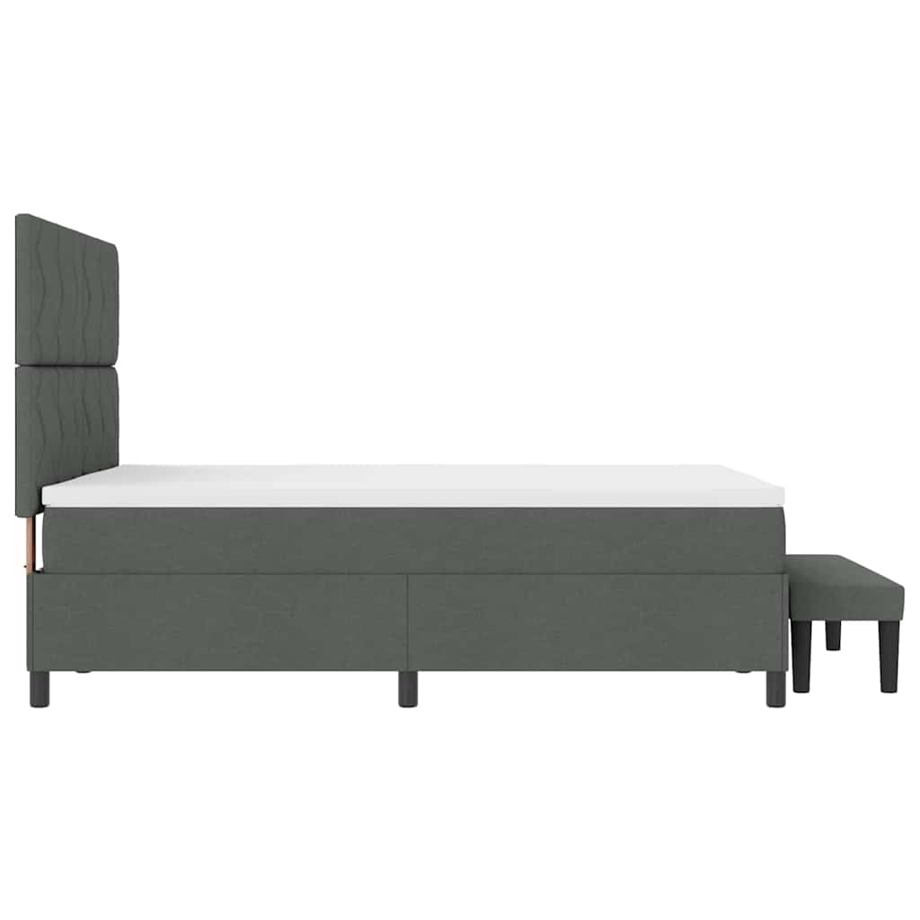 Lit à ressorts avec tête de lit Gris foncé 140 x 200 cm tissu