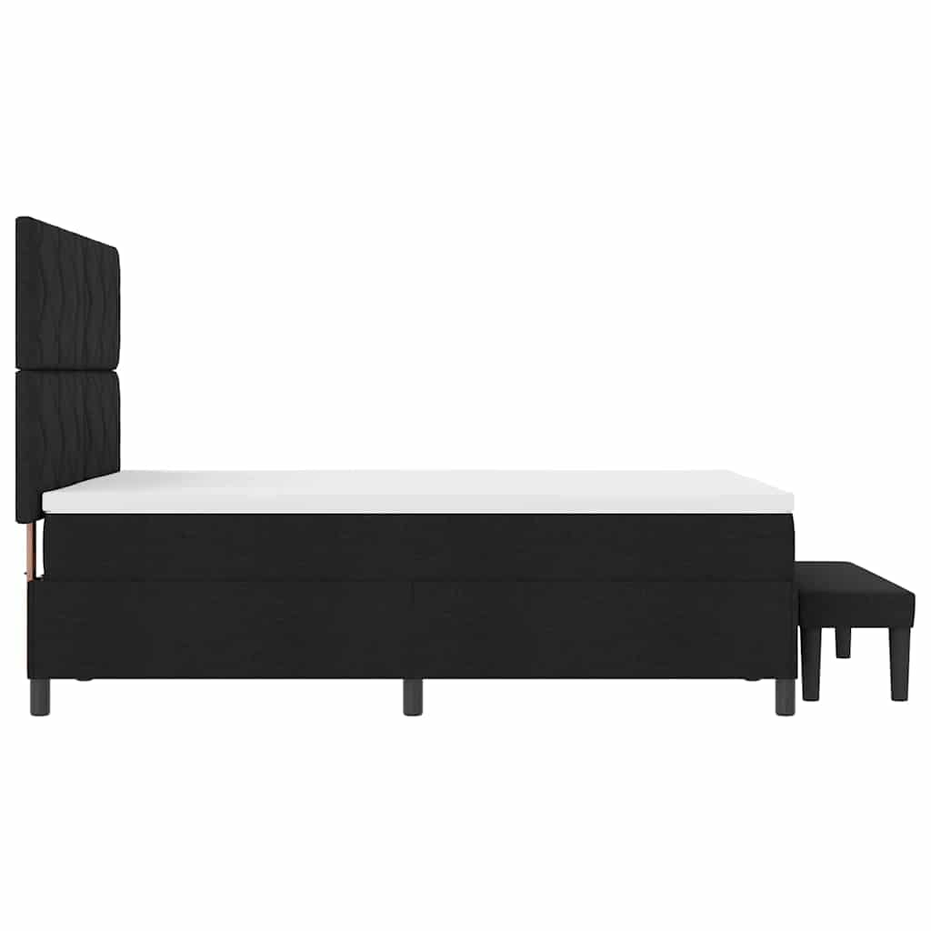 Lit à ressorts avec tête de lit Noir 140 x 200 cm tissu
