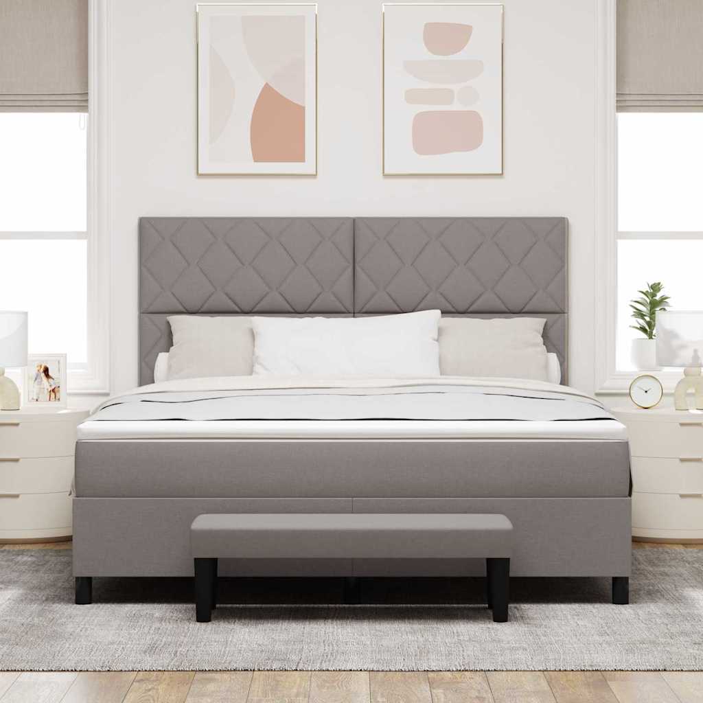 Lit à ressorts avec matelas Taupe 180 x 200 cm tissu - XIOS