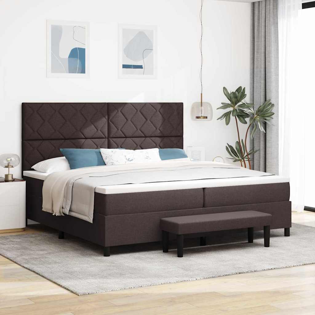 Lit à ressorts avec matelas Marron foncé 200 x 200 cm tissu - XIOS