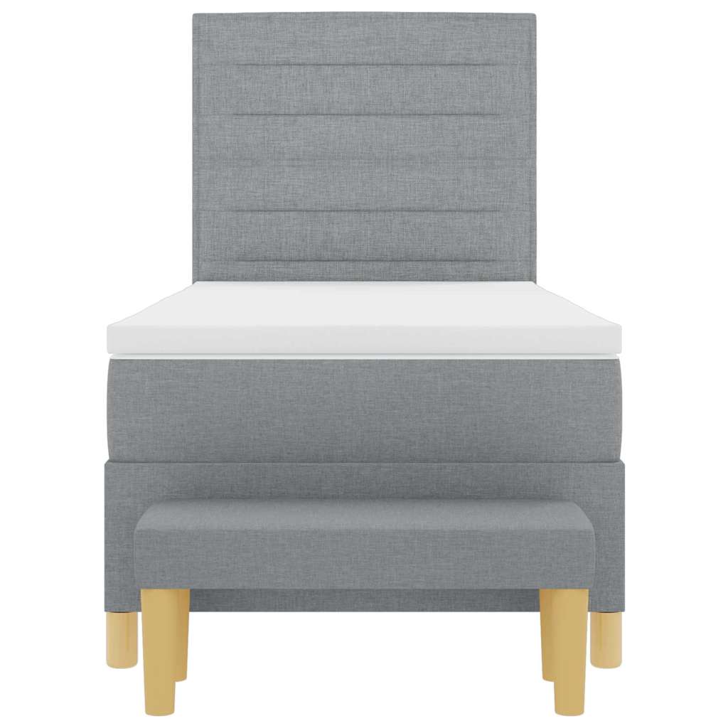 Lit à ressorts avec tête de lit Gris clair 200 x 80 cm tissu