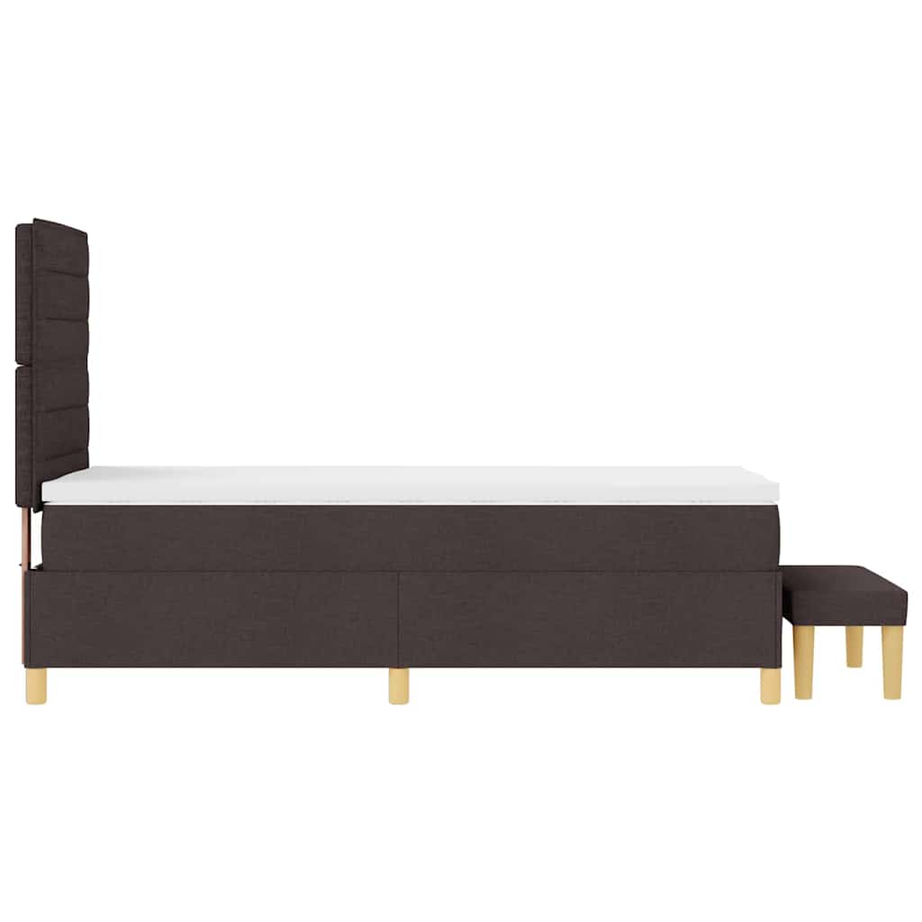 Lit à ressorts avec tête de lit Marron foncé 200 x 90 cm tissu