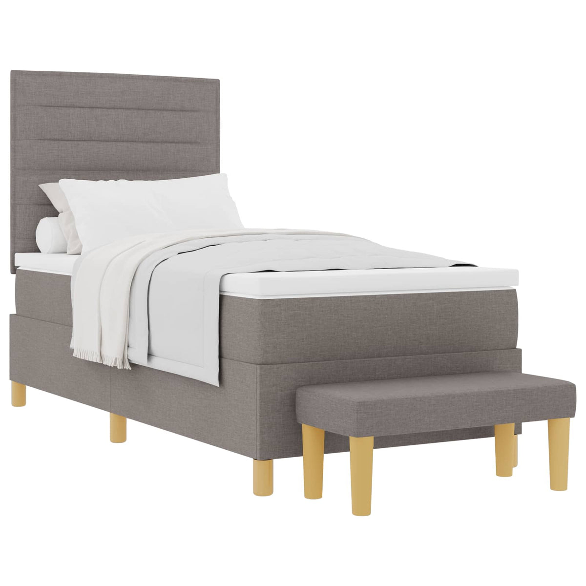 Lit à ressorts avec coussin Taupe 200 x 90 cm tissu